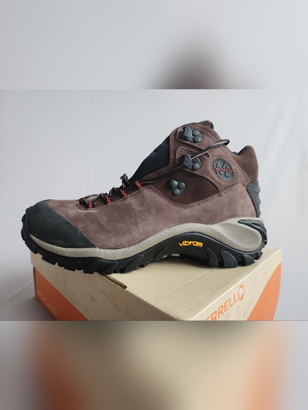 Merrell Men's Phaser Rush Brown Suede Hiking Boot - Waterproof Mid-Top